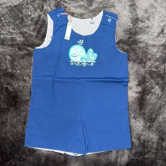 10. Handmade Reversible Boys Nautical Romper size 3T New - Picture 1 of 8